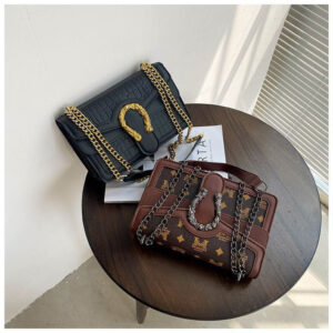 French Niche Autumn/Winter Printed Small Square Crossbody Bag – Trendy Chain Shoulder Bag for Women (Hot Internet Style)