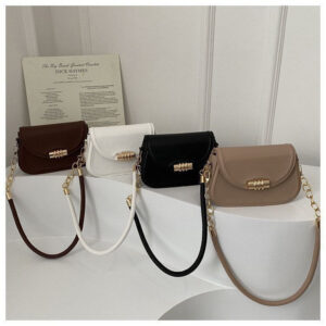 2025 MU Simple Stitch Chain Handbag – PU Leather Underarm & Shoulder Bag for Women