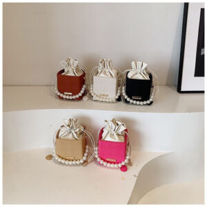 2025 Summer Pearl Bucket Bag – Compact Crossbody Handbag for Women | Aesthetic & Casual Style