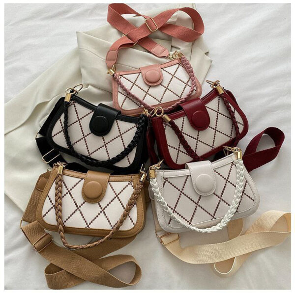 Chic Diamond Pattern Braided Strap Shoulder Bag