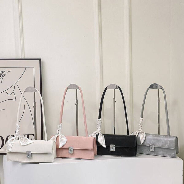 Elegant Velvet Scarf Handle Shoulder Bag