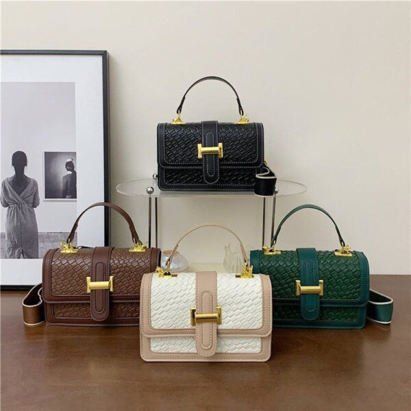 Luxury Woven Pattern Top Handle Shoulder Bag