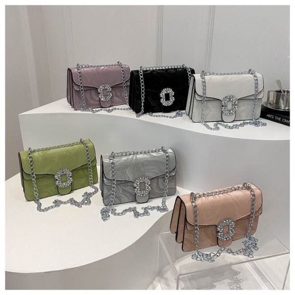 Elegant Crystal Buckle Chain Shoulder Bag